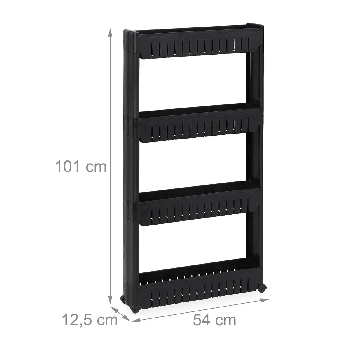 Narrow trolley with 4 shelves