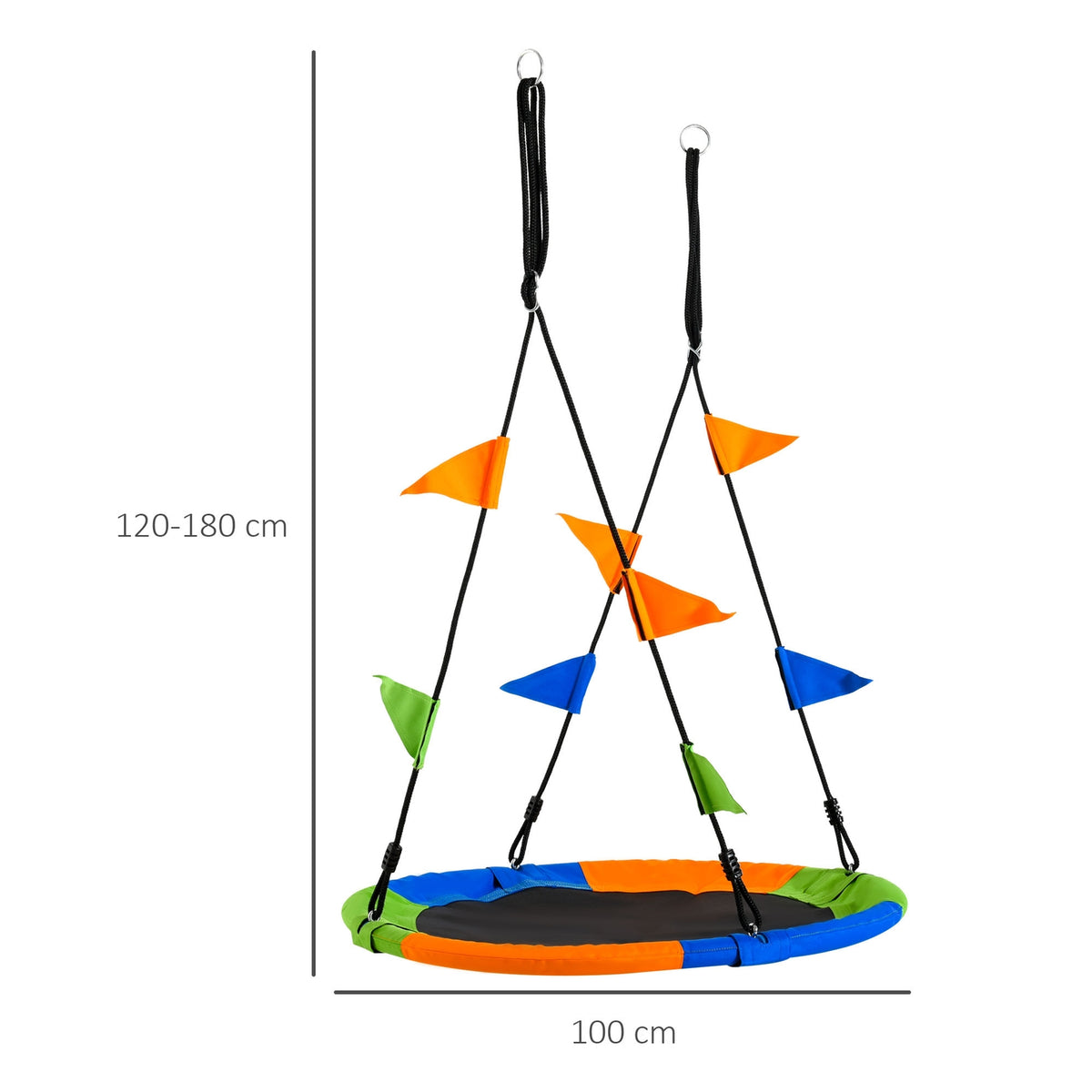 Nest Swing Ø100 Cm, Up To 80 Kg, Outdoor, Metal Polyester, Blue+Green+Orange, For 3+ Years