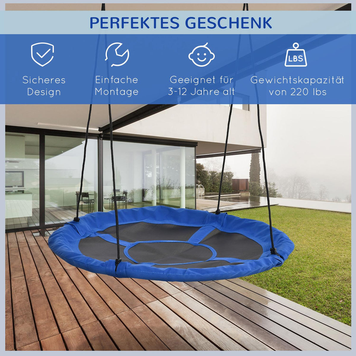 Nest Swing Ø110Cm 150Kg Adjustable Blue 3-12 Years