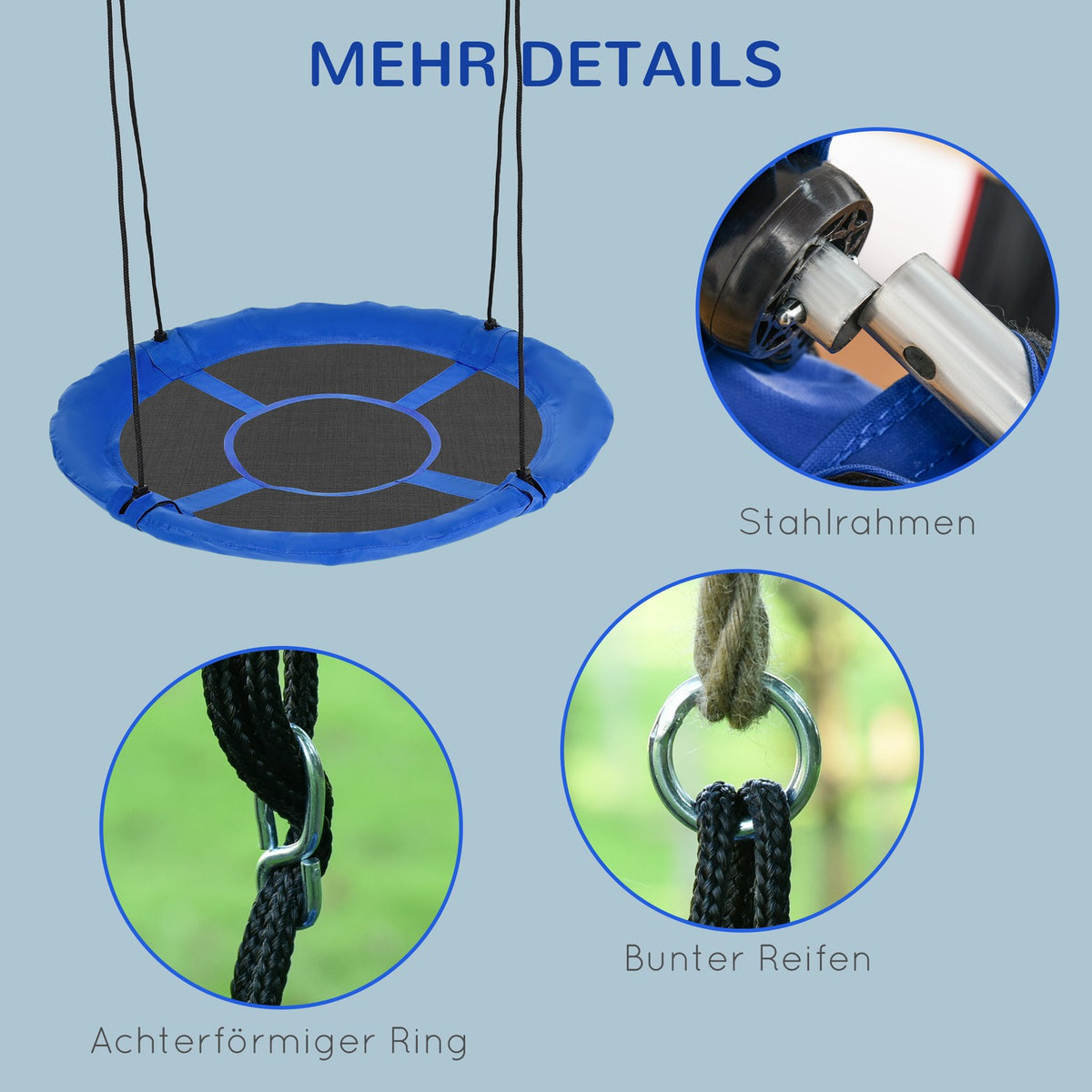 Nest Swing Ø110Cm 150Kg Adjustable Blue 3-12 Years
