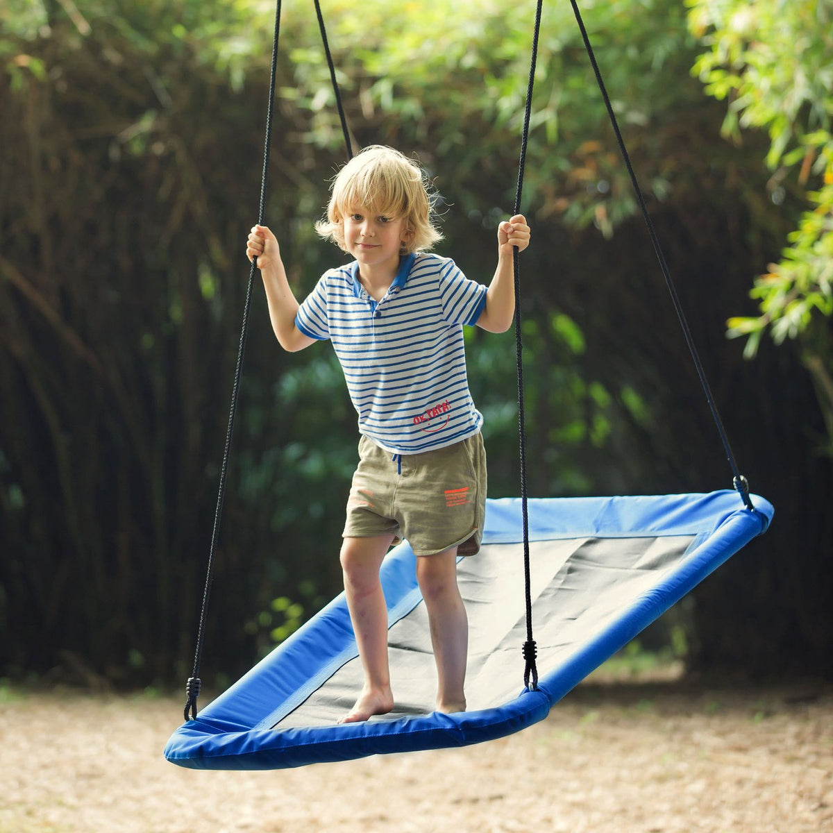 Nest Swing Outdoor Children'S Swing, Up To 150 Kg, Steel+Polyester, Blue+Black, 150X80X180Cm