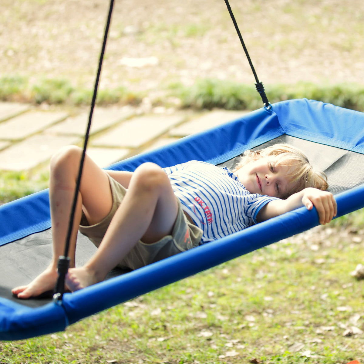 Nest Swing Outdoor Children'S Swing, Up To 150 Kg, Steel+Polyester, Blue+Black, 150X80X180Cm