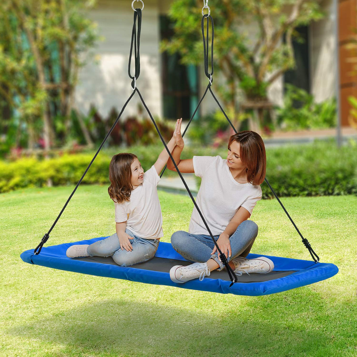 Nest Swing Outdoor Children'S Swing, Up To 150 Kg, Steel+Polyester, Blue+Black, 150X80X180Cm