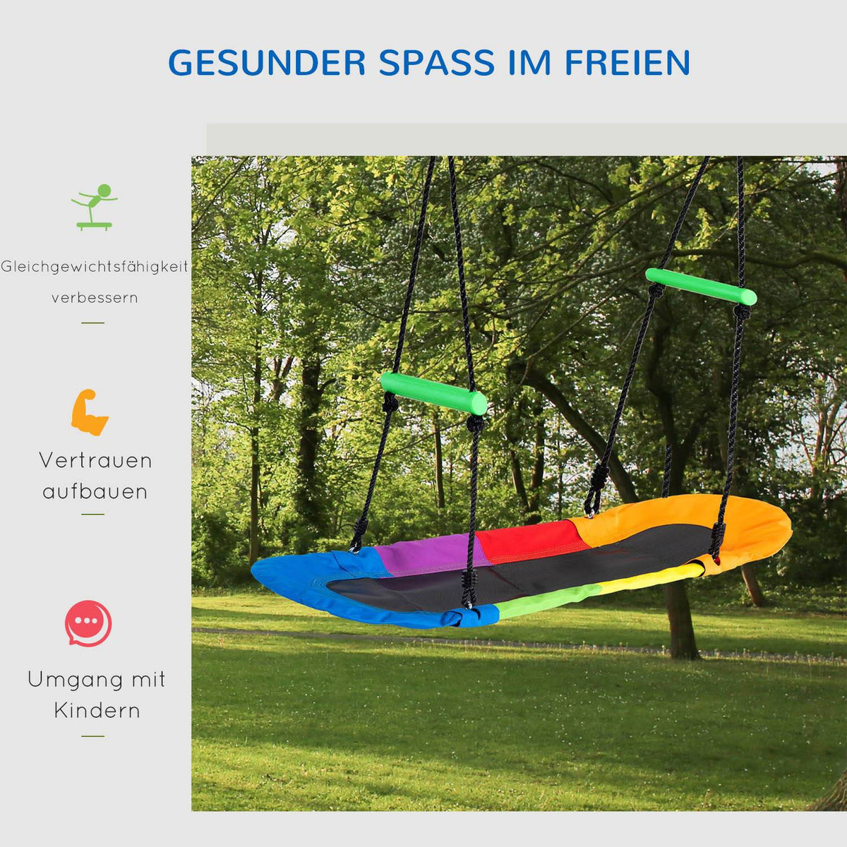 Nest Swing Tree Swing Children'S Swing Swing Seat For 1-2 Children Between 3-14 Years Outdoor 100-160 Cm Adjustable Rope Resilient