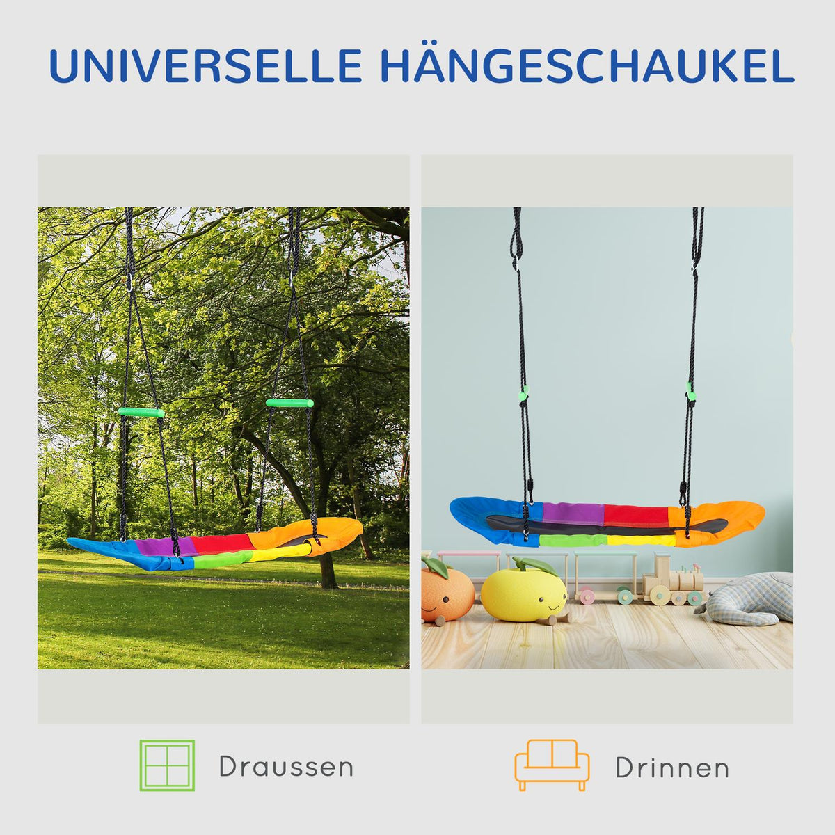 Nest Swing Tree Swing Children'S Swing Swing Seat For 1-2 Children Between 3-14 Years Outdoor 100-160 Cm Adjustable Rope Resilient