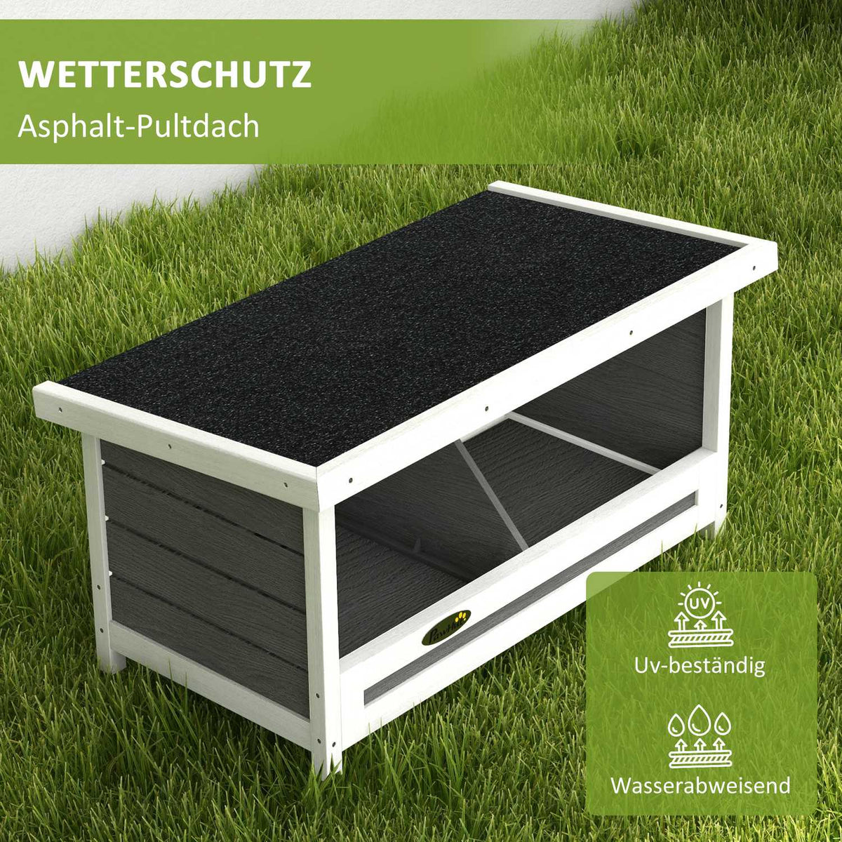 Nesting Box Fir Wood Nesting Box With Weatherproof Asphalt Roof For Chickens, 66 X 37 X 34 Cm, Gray