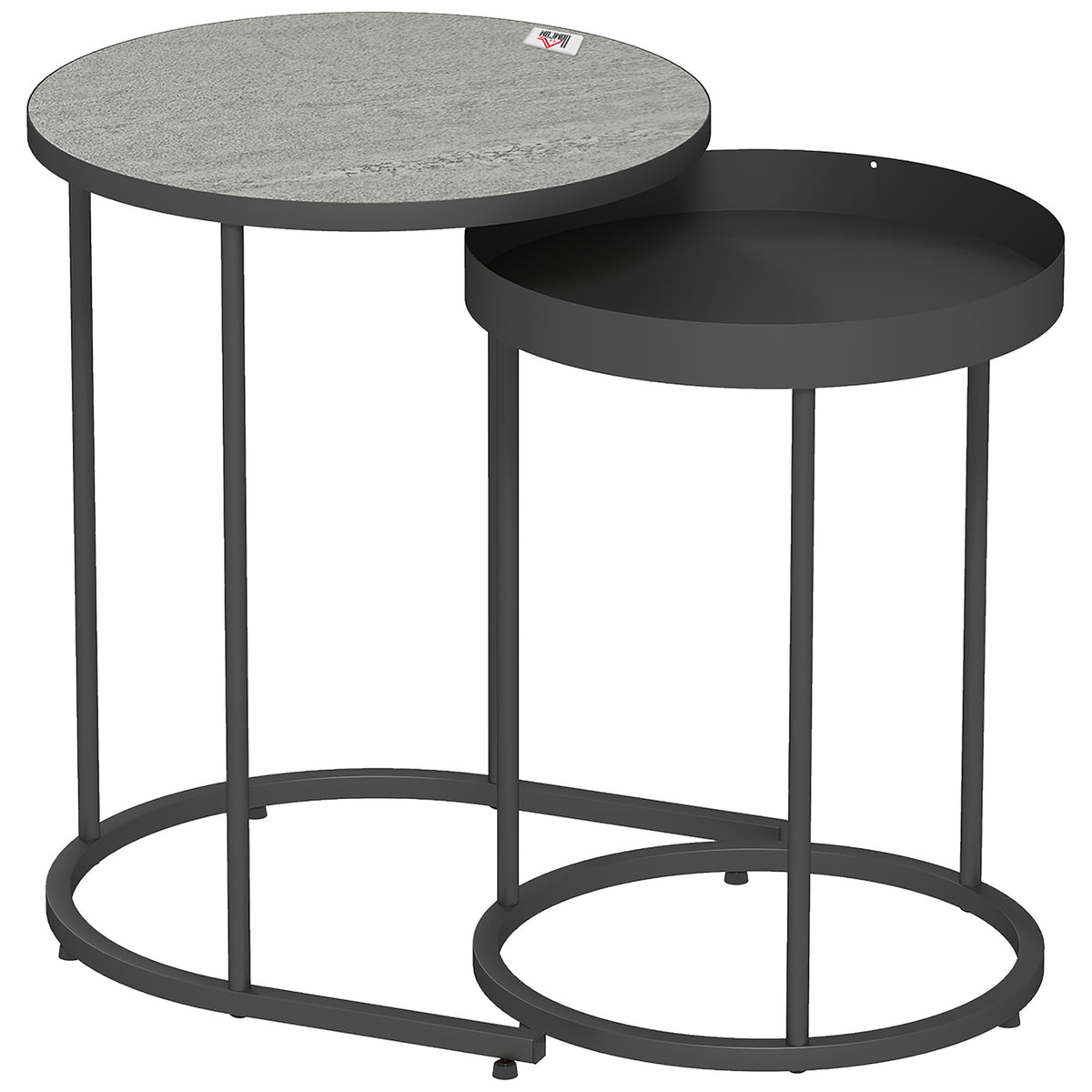 Nesting Coffee Tables Set, Metal Tray Design, Gray
