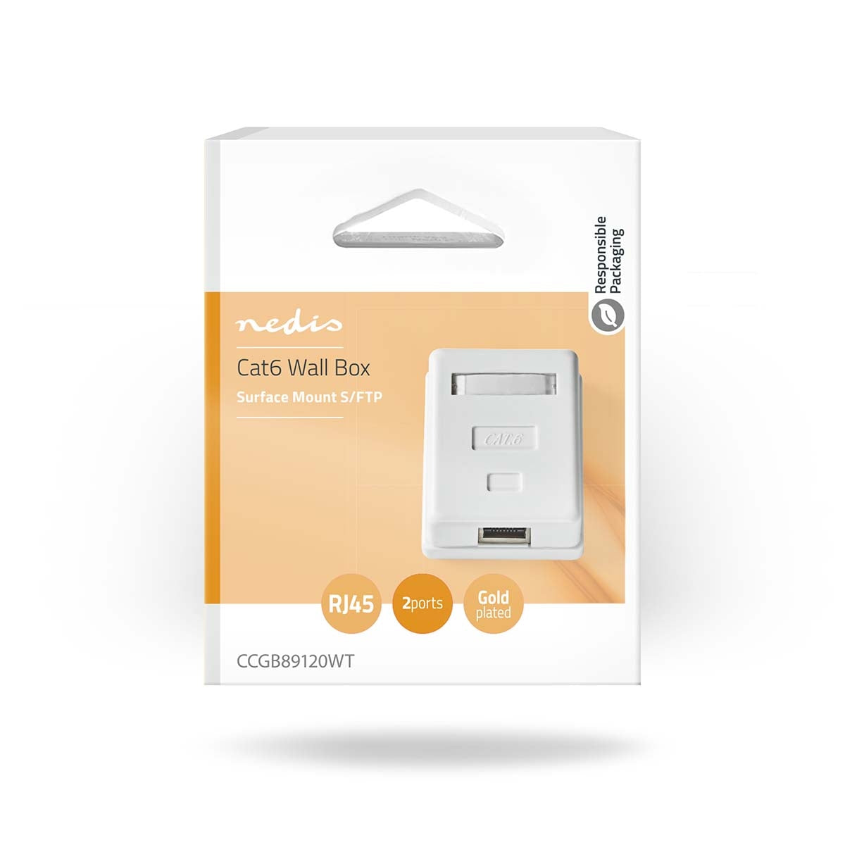 Network Wall Box | On-Wall | 1 port(s) | STP CAT6 | Straight | Female | Gold Plated | PVC | White | Box