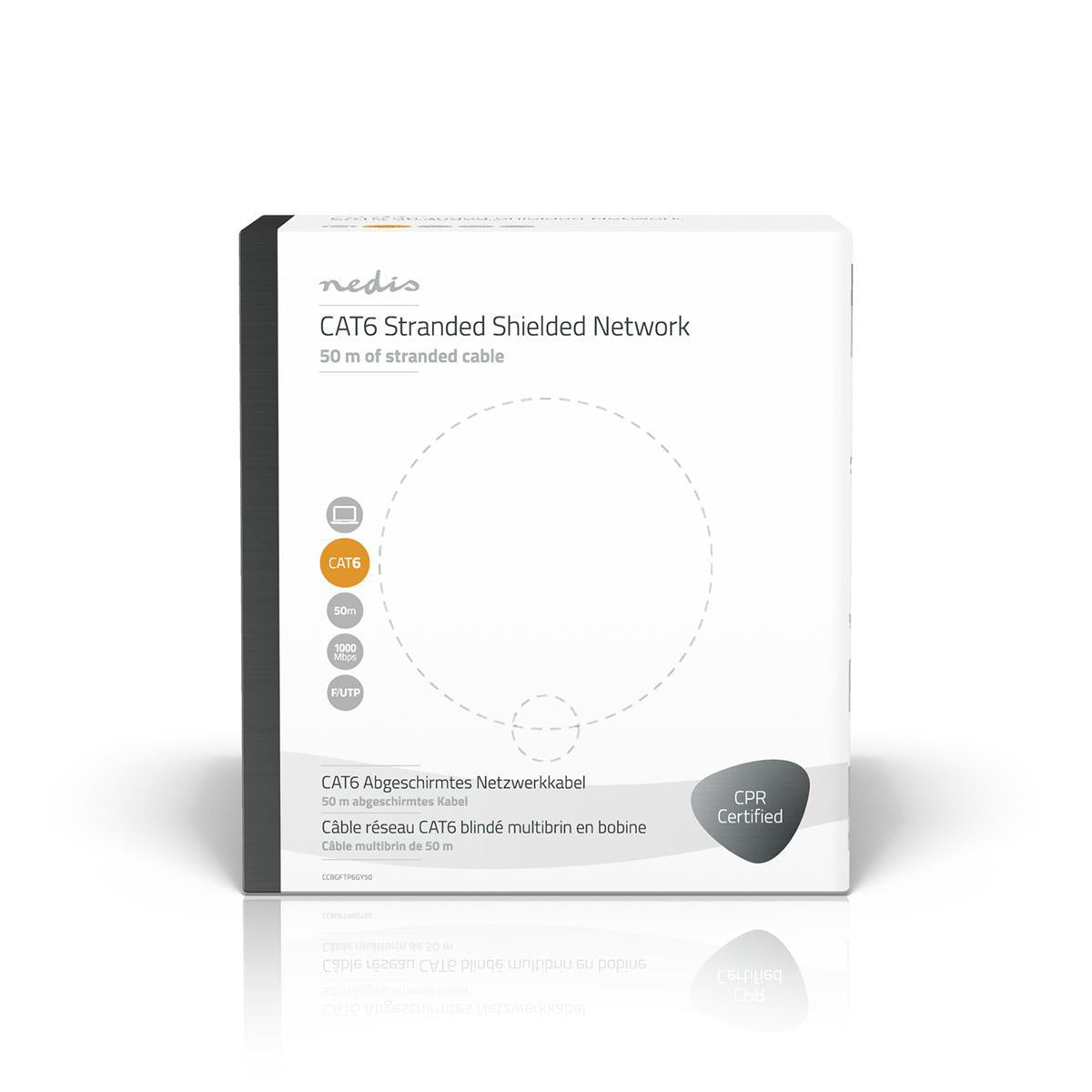 Network cable Roll | CAT6 | Stranded | F/UTP | Copper | 50.0 m | Indoor | Round | PVC | Gray | Gift box