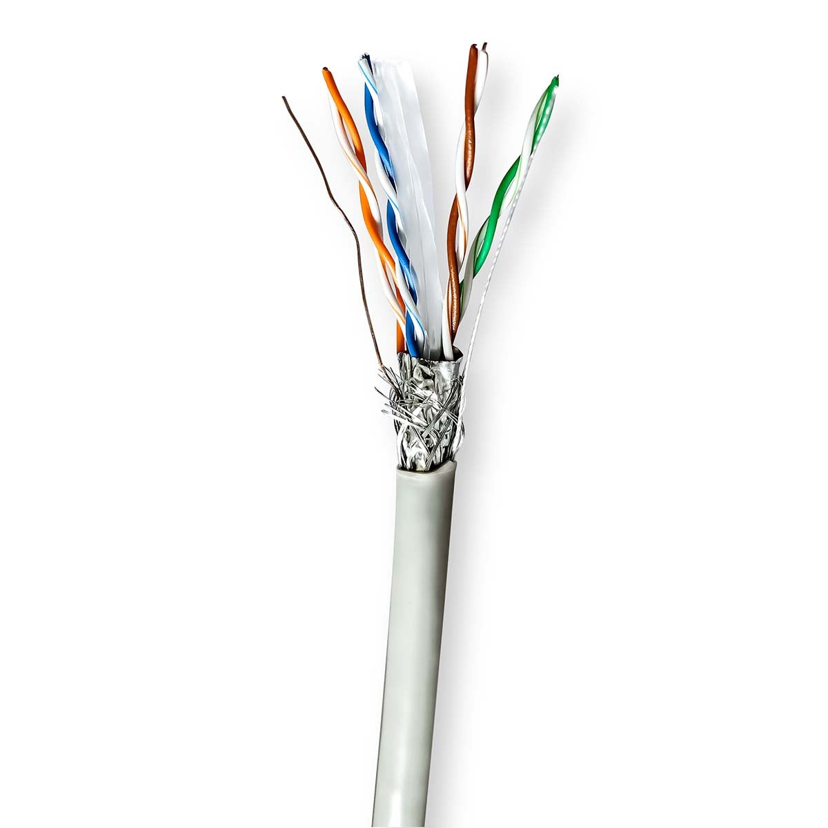 Network cable Roll | CAT6 | Stranded | S/FTP | CCA | 100.0 m | Indoor | Round | PVC | Gray | Gift box