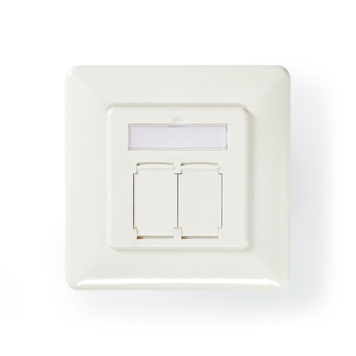 Network wall box | In the wall | 2-Port port(s) | CAT6a | Straight | Female | Gold Plated | PVC | White | Plastic bag