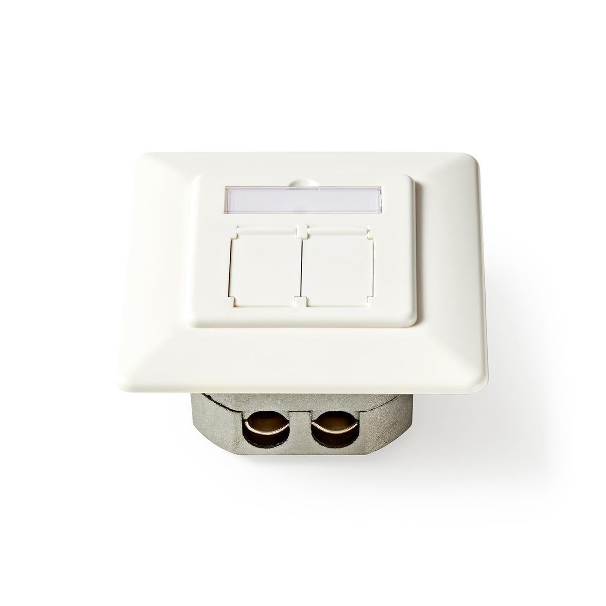 Network wall box | In the wall | 2-Port port(s) | CAT6a | Straight | Female | Gold Plated | PVC | White | Plastic bag