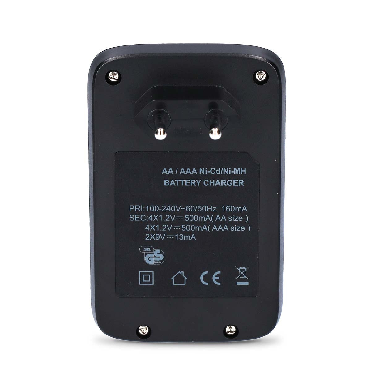 NiMH Battery Charger AA / AAA | 1.2 / 9 V DC | 0.5 A A | Maintenance charge | Euro / Type C (CEE 7/16) | Battery Type Energy: AA / AAA / E-Block | Black