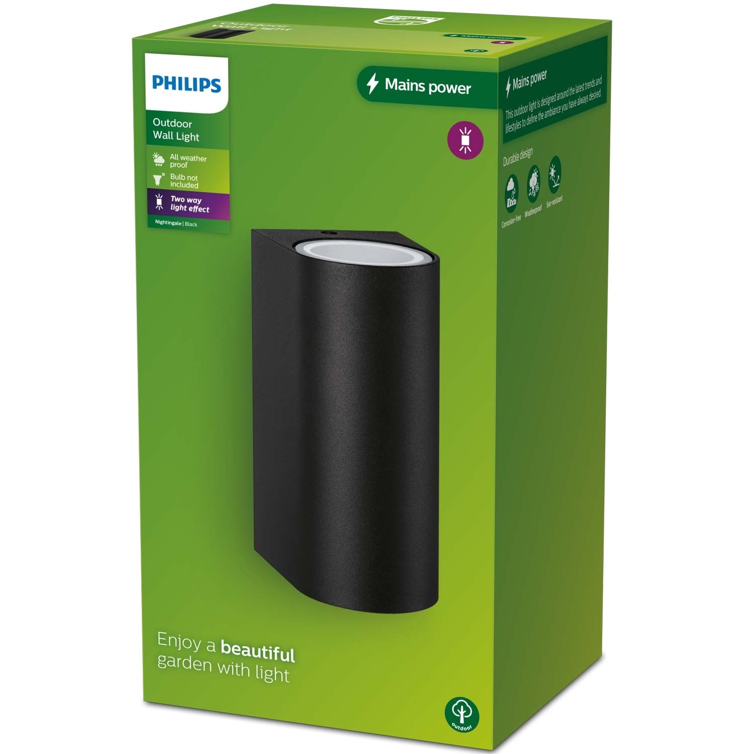 Nightingale Up-/downlight (2xGU10 socket) IP44 Aluminum Black