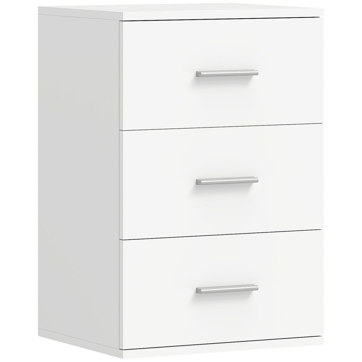 Nightstand with 3 Drawers, MDF, White, 40x35x60 cm