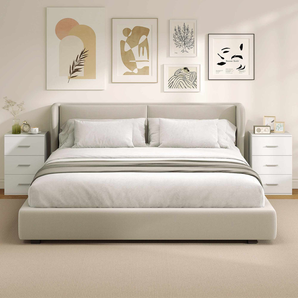 Nightstand with 3 Drawers, MDF, White, 40x35x60 cm