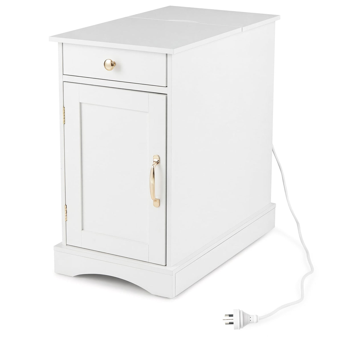 Nightstand with Hidden Charging Station and Adjustable Shelf