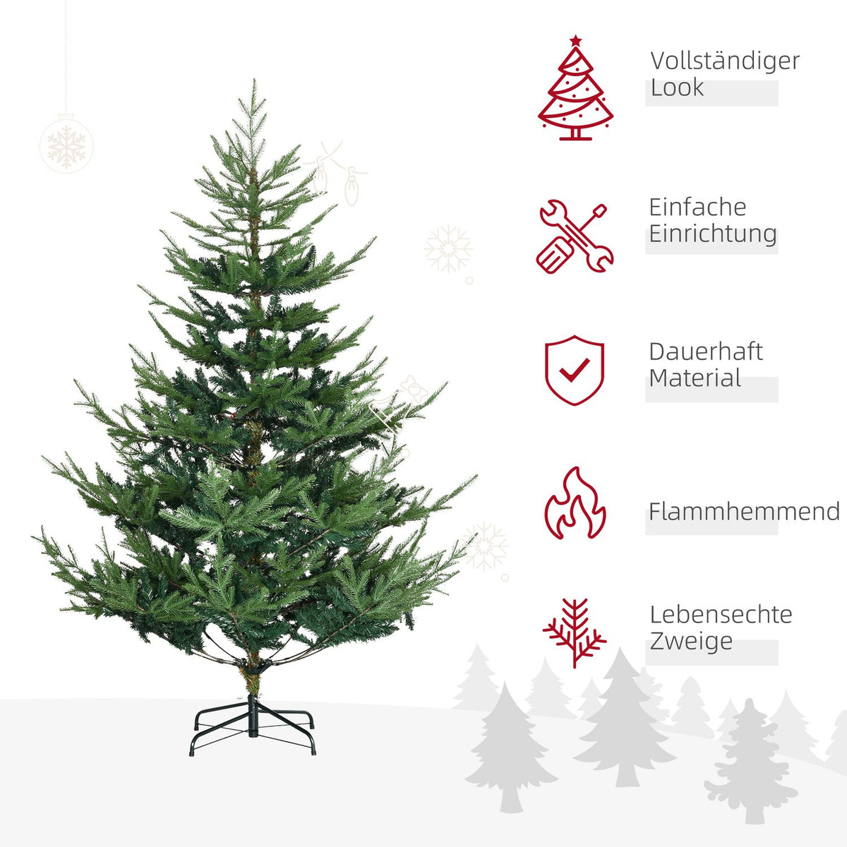 Nordic Pine Artificial Christmas Tree, 180cm, Green