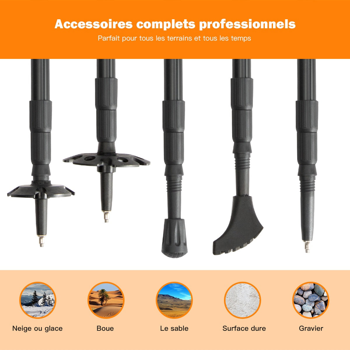Nordic Walking Poles, Telescopic Aluminum 65–135 cm