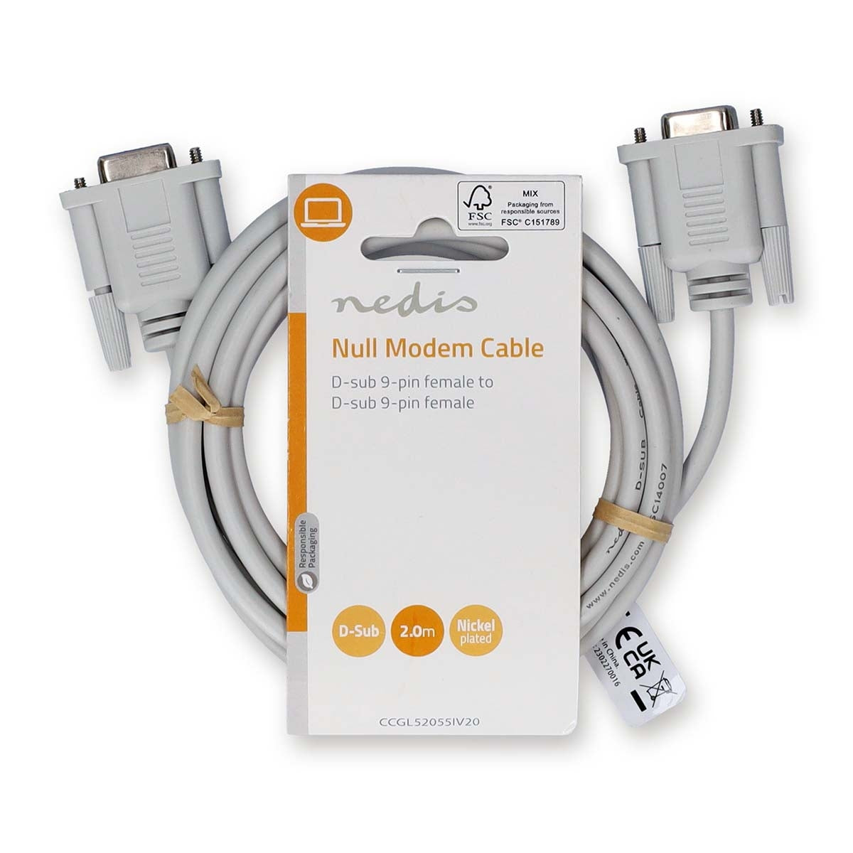Null Modem Cable | D-SUB 9-Pin Female | D-SUB 9-Pin Female | Nickel Plated | 2.00 m | Round | PVC | Ivory | Label