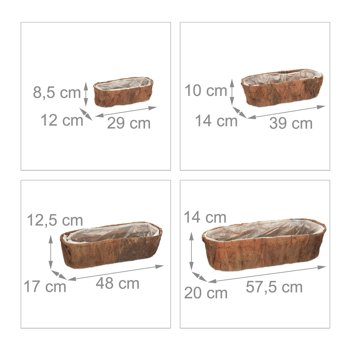 Oblong flower box Set of 4