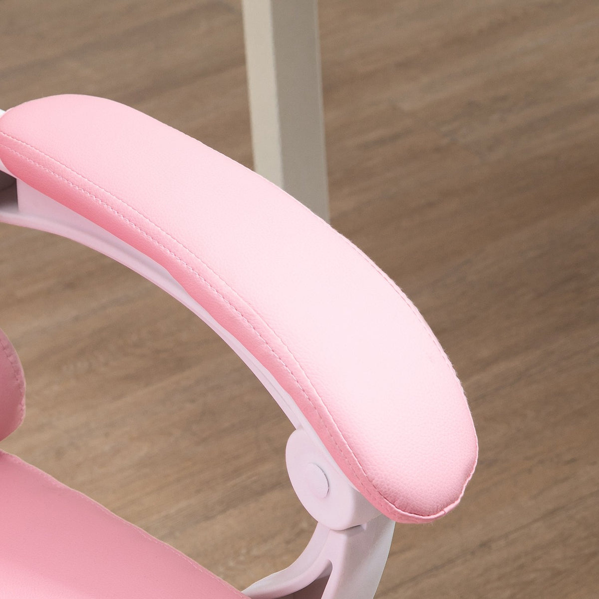 Office Chair Desk Chair Footrest Reclining Function Wheels Height Adjustable Faux Leather Pink