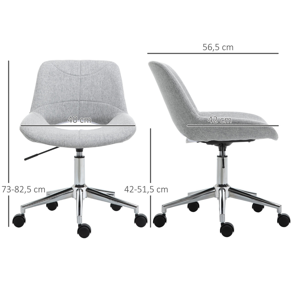 Office Chair, Desk Chair, Height-Adjustable, Swivel Chair In Linen Look, Up To 110 Kg, Light Grey
