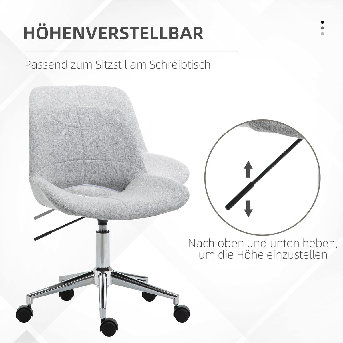 Office Chair, Desk Chair, Height-Adjustable, Swivel Chair In Linen Look, Up To 110 Kg, Light Grey