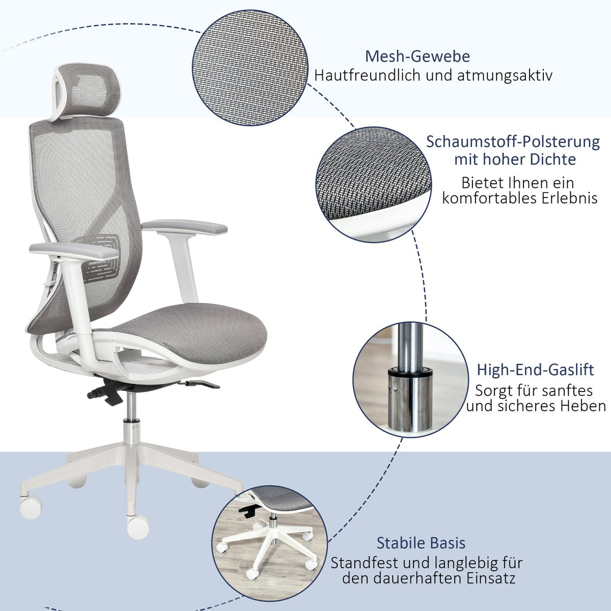 Office Chair Desk Chair Swivel Chair Gaming Chair With Headrest Lumbar Cushion 3D Armrest 3 Levels 360° Swivel Wheels Height Adjustable Ergonomic