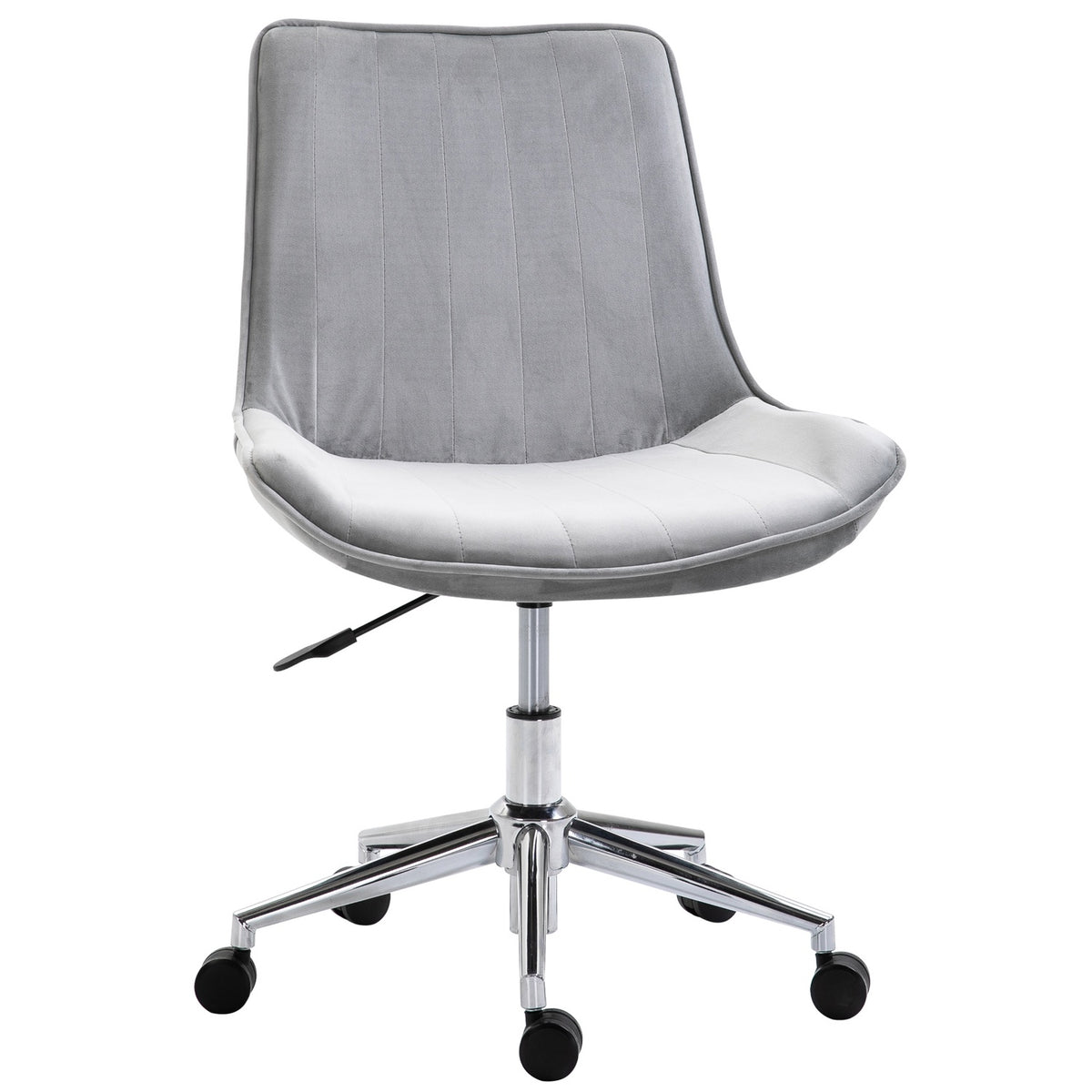 Office Chair Desk Chair, Swivel Chair, Height Adjustable, 360° Rotatable, Velvet Fabric, Gray, 52.5X60X82-91Cm
