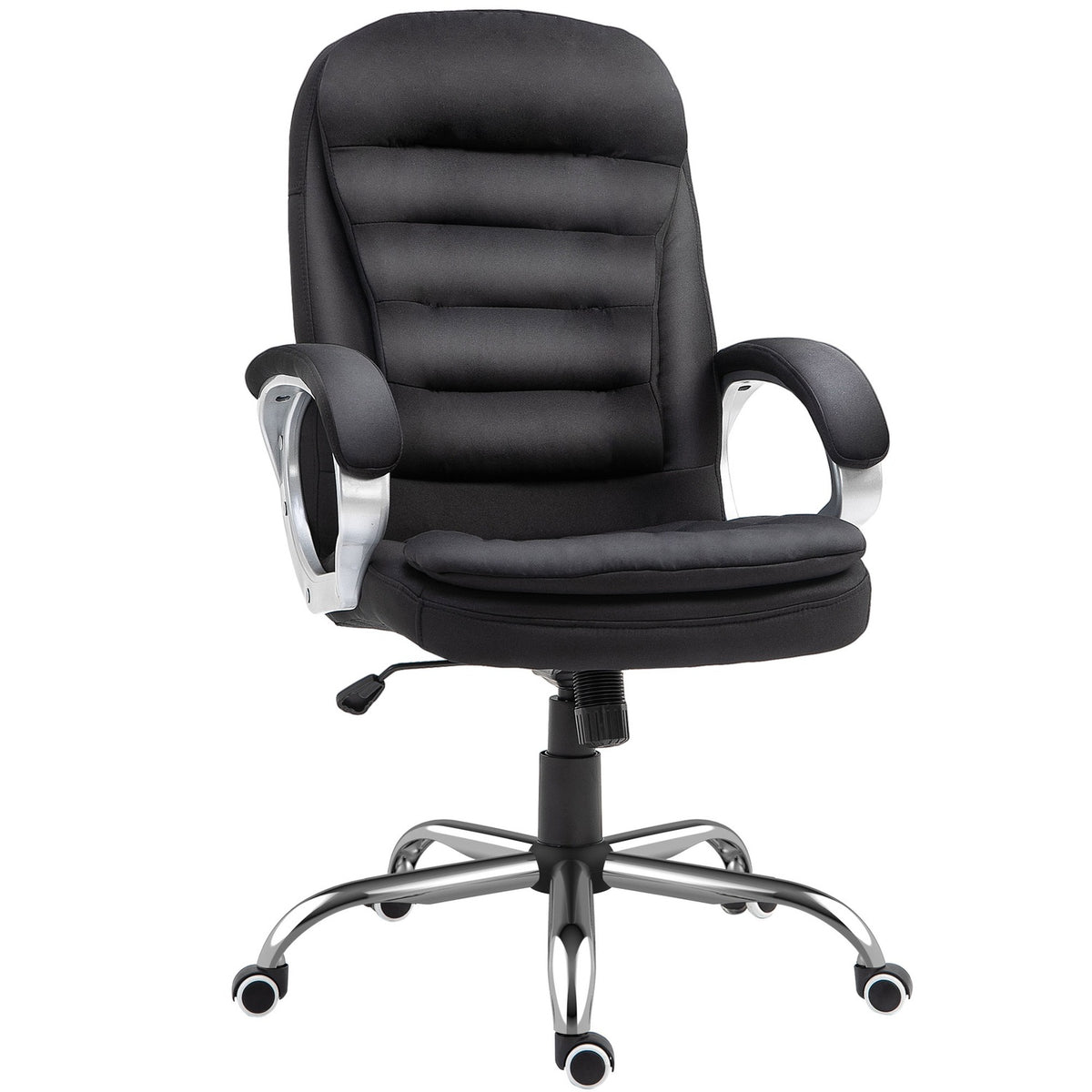 Office Chair Desk Chair With 360° Rotation, Ergonomic, Rocker Function, Height Adjustable, Black Linen, 64X75X111-121 Cm