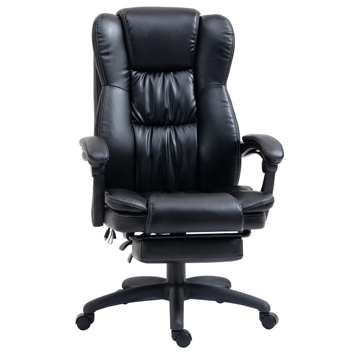 Office Chair Desk Chair With Footrest, Headrest, Vibration, Massage Function, Height Adjustable, Black, 68.5X68.5X119-127Cm