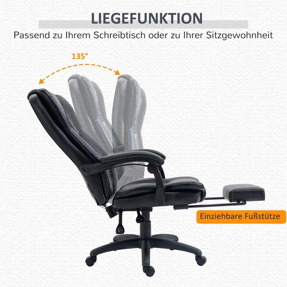 Office Chair Desk Chair With Footrest, Headrest, Vibration, Massage Function, Height Adjustable, Black, 68.5X68.5X119-127Cm