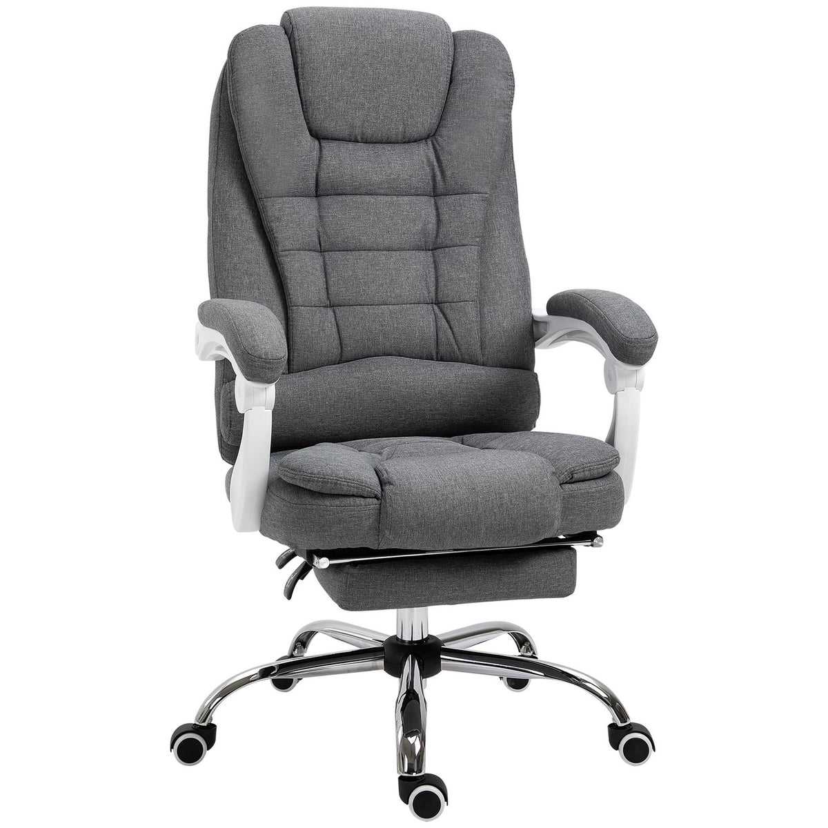 Office Chair Desk Chair With Footrest Height Adjustable Computer Chair Executive Chair With Linen Look Tilting Metal Gray