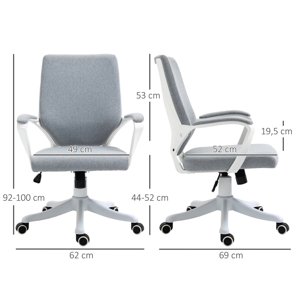 Office Chair Desk Chair With Rocker Function Backrest Height Adjustable Thick Padded Ergonomic 360° Swivel Wheels Polyester Nylon Pp