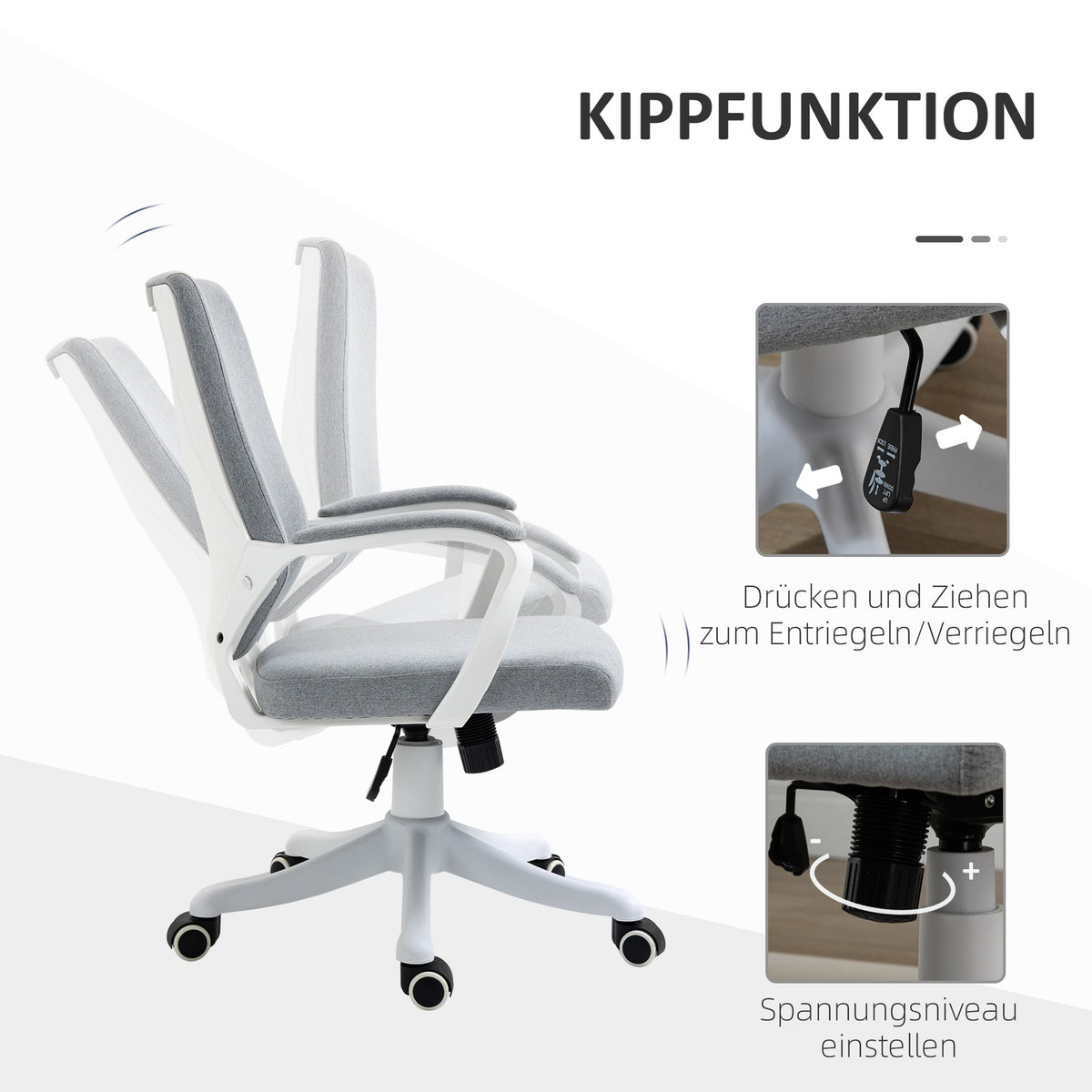 Office Chair Desk Chair With Rocker Function Backrest Height Adjustable Thick Padded Ergonomic 360° Swivel Wheels Polyester Nylon Pp