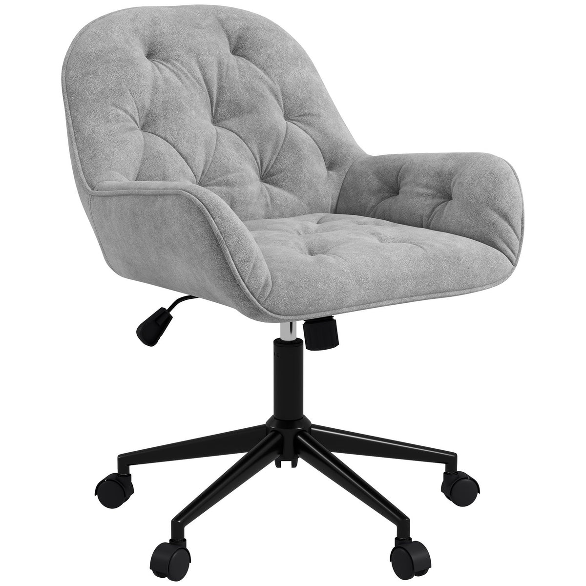 Office Chair Desk Chair With Rocker Function, Computer Chair Height-Adjustable, Ergonomic Work Chair With Velvet Look, Light Gray