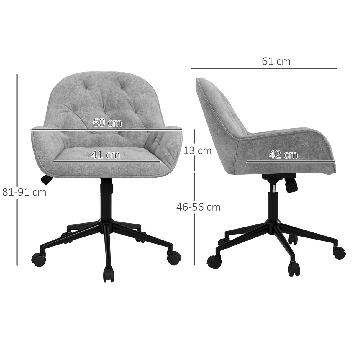 Office Chair Desk Chair With Rocker Function, Computer Chair Height-Adjustable, Ergonomic Work Chair With Velvet Look, Light Gray