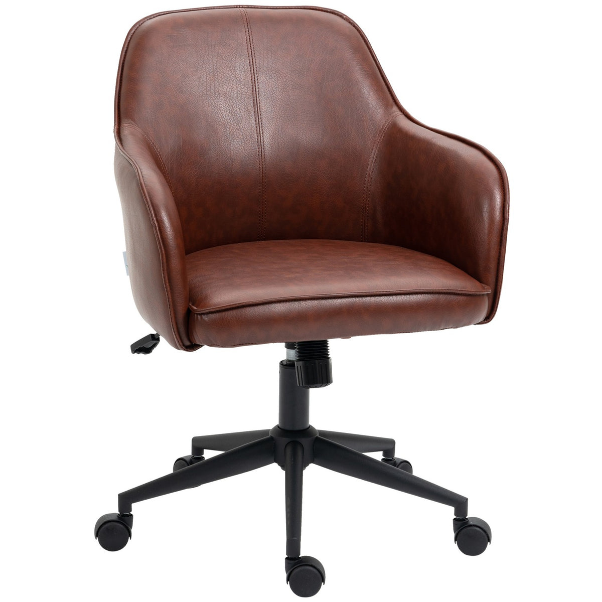 Office Chair Desk Chair With Rocker Function, Wheels, Faux Leather Look, 93-101 Cm Height Adjustable, Up To 120 Kg, Brown