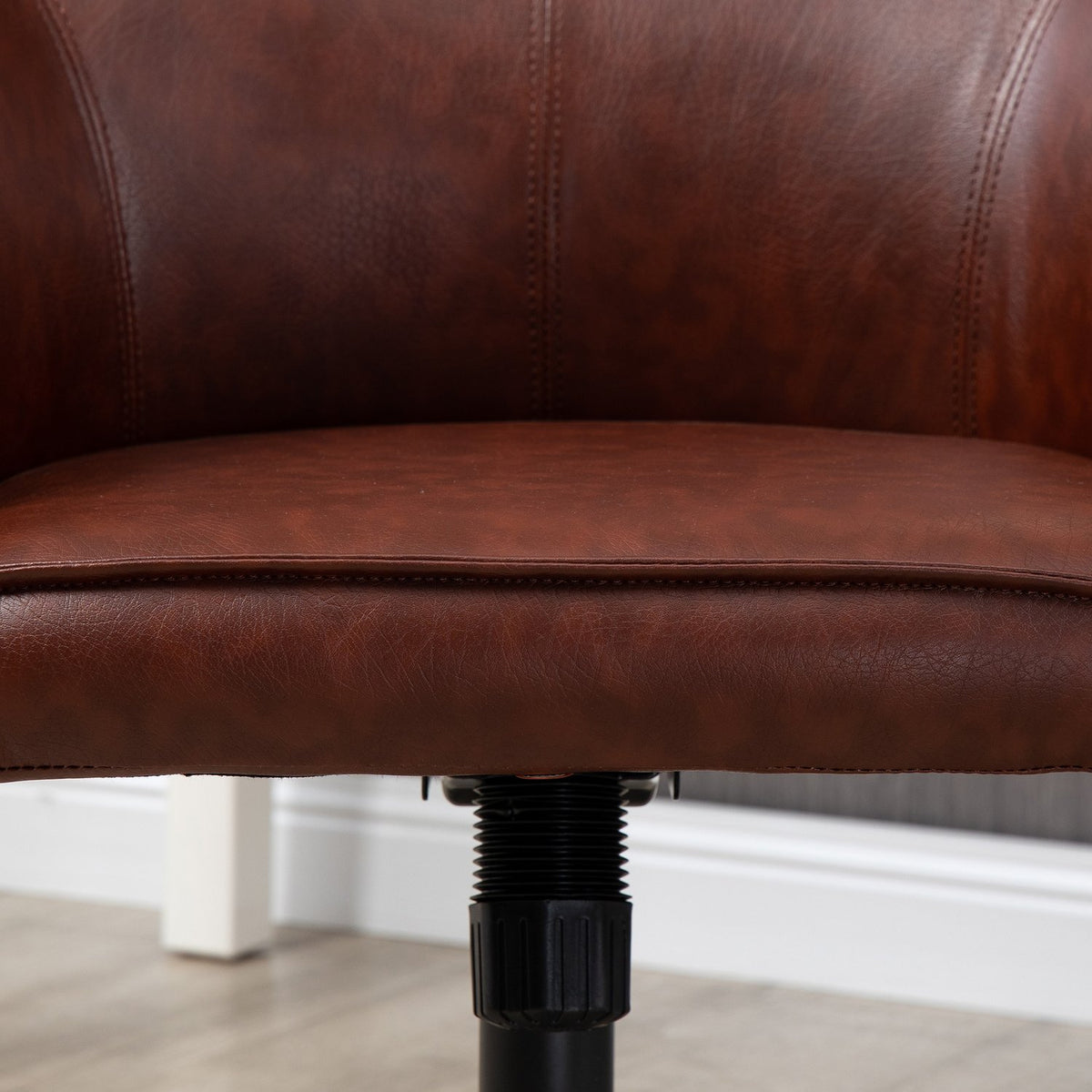 Office Chair Desk Chair With Rocker Function, Wheels, Faux Leather Look, 93-101 Cm Height Adjustable, Up To 120 Kg, Brown