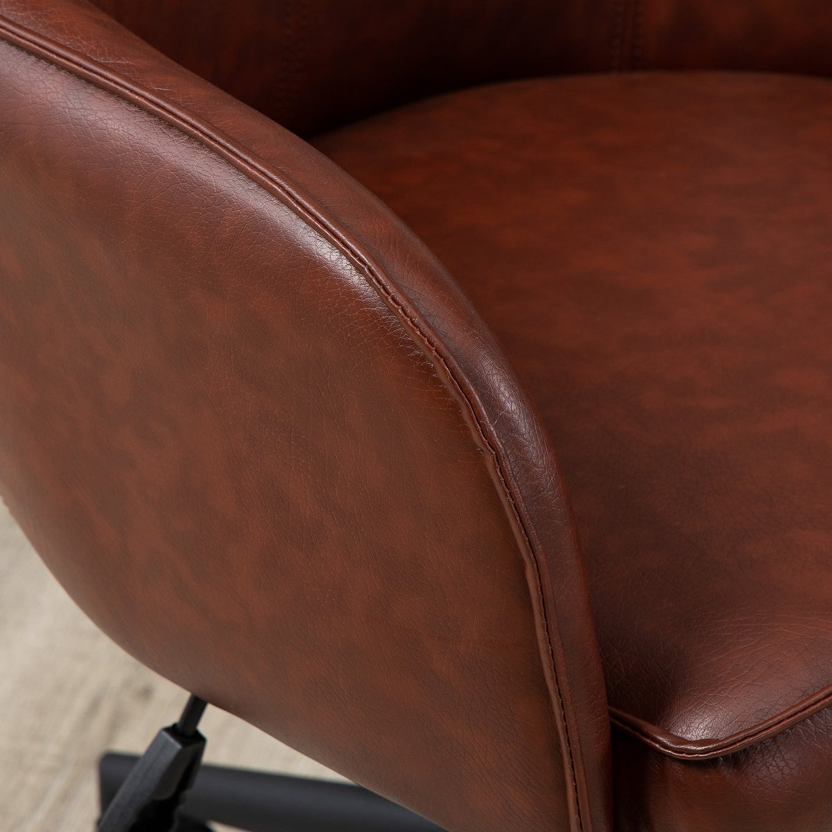Office Chair Desk Chair With Rocker Function, Wheels, Faux Leather Look, 93-101 Cm Height Adjustable, Up To 120 Kg, Brown