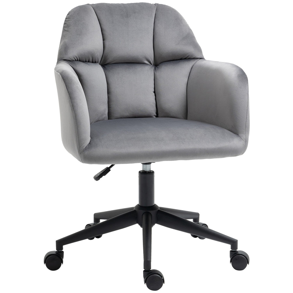 Office Chair Desk Chair With Wheels, Height Adjustable, Ergonomic, Velvet Look, Up To 120 Kg, Gray