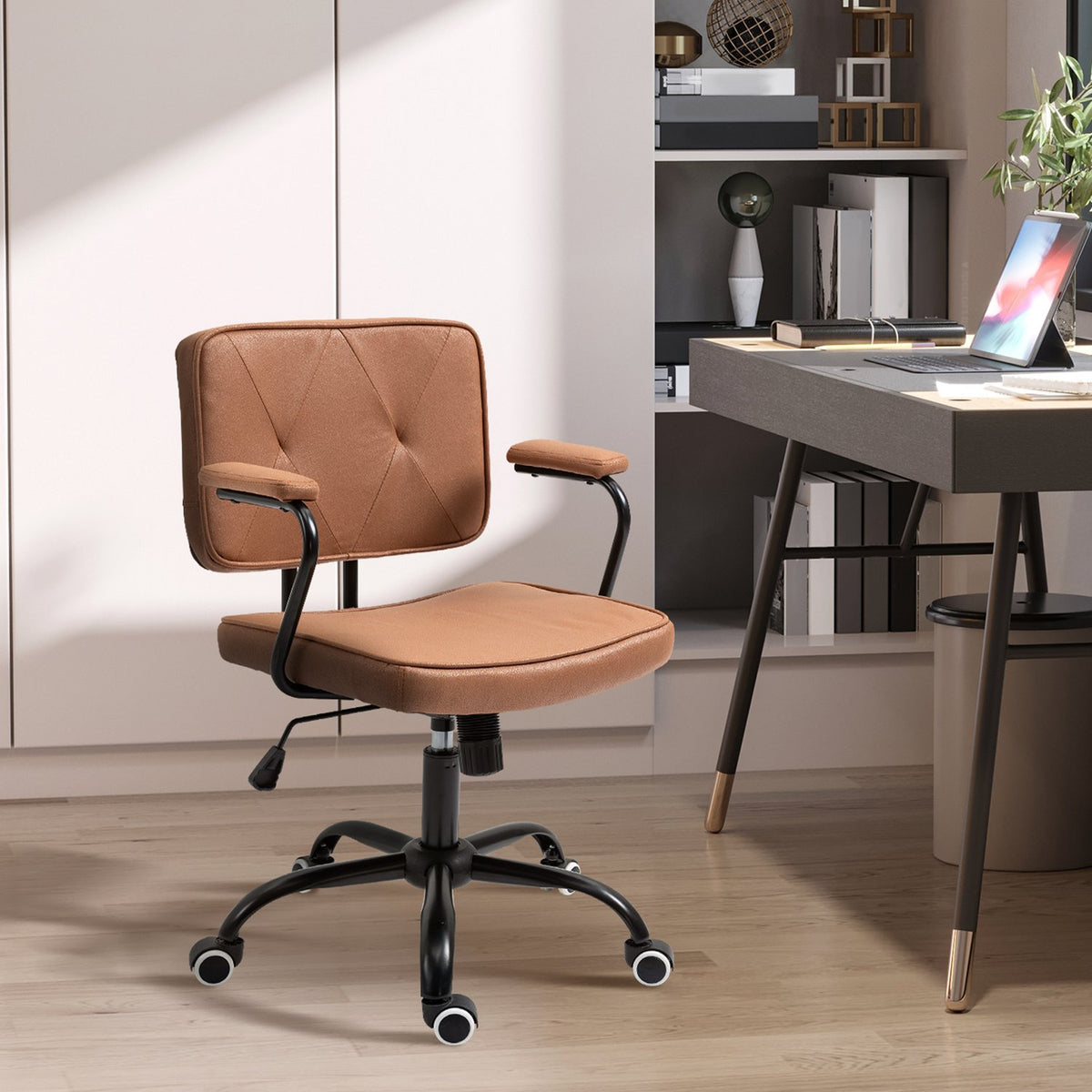 Office Chair Desk Chair With Wheels Height Adjustable With Rocker Function 360° Rotation Tiltable Foam Barun 61 X 58 X 82-91 Cm