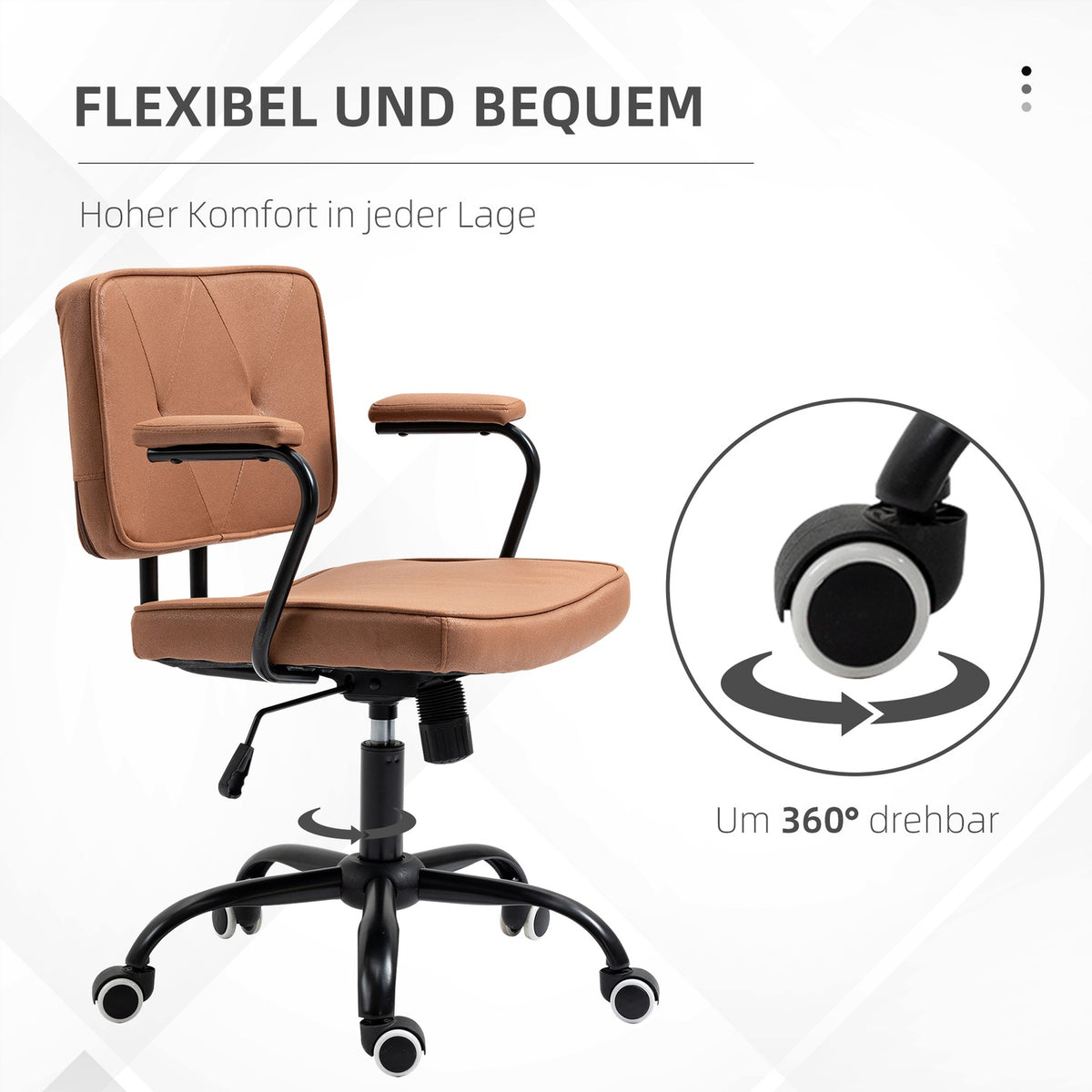 Office Chair Desk Chair With Wheels Height Adjustable With Rocker Function 360° Rotation Tiltable Foam Barun 61 X 58 X 82-91 Cm