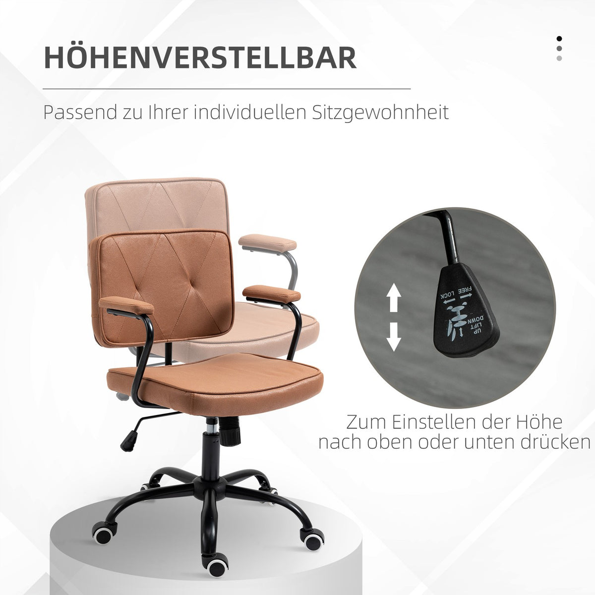 Office Chair Desk Chair With Wheels Height Adjustable With Rocker Function 360° Rotation Tiltable Foam Barun 61 X 58 X 82-91 Cm