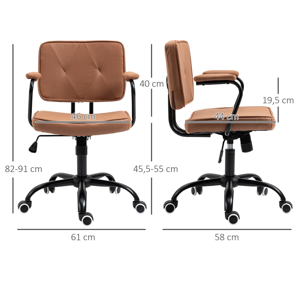 Office Chair Desk Chair With Wheels Height Adjustable With Rocker Function 360° Rotation Tiltable Foam Barun 61 X 58 X 82-91 Cm