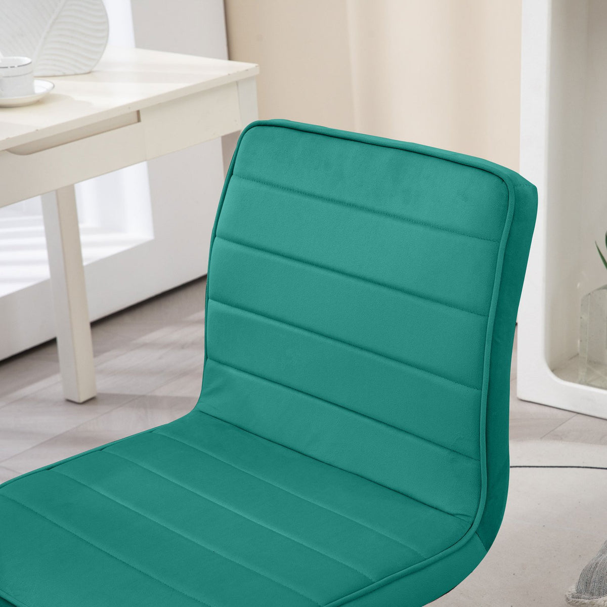 Office Chair Desk Chair Without Armrest Height Adjustable Swivel Chair Velvet Up To 120Kg Green