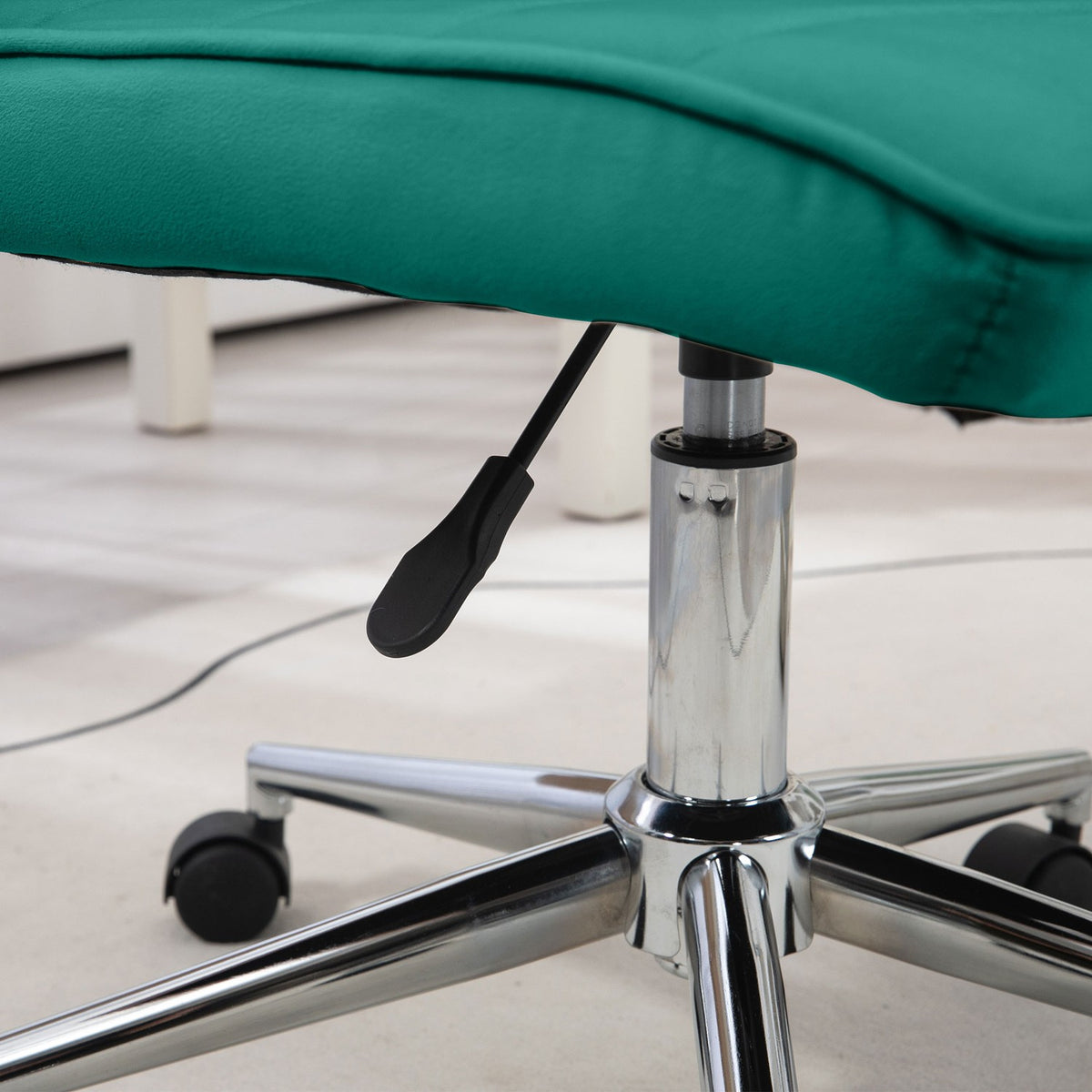 Office Chair Desk Chair Without Armrest Height Adjustable Swivel Chair Velvet Up To 120Kg Green