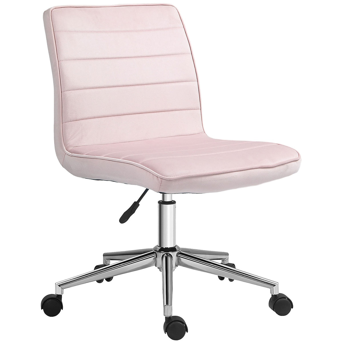 Office Chair Desk Chair Without Armrest Height Adjustable Swivel Chair Velvet Up To 120Kg Pink