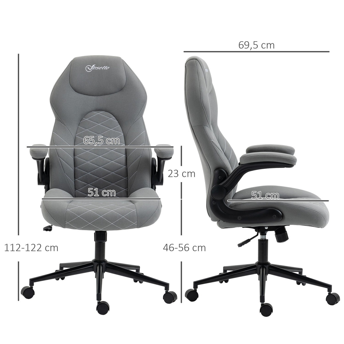 Office Chair, Ergonomic Desk Chair, Computer Chair With Rocker Function, Adjustable Armrests, Swivel Chair With Soft Cushion